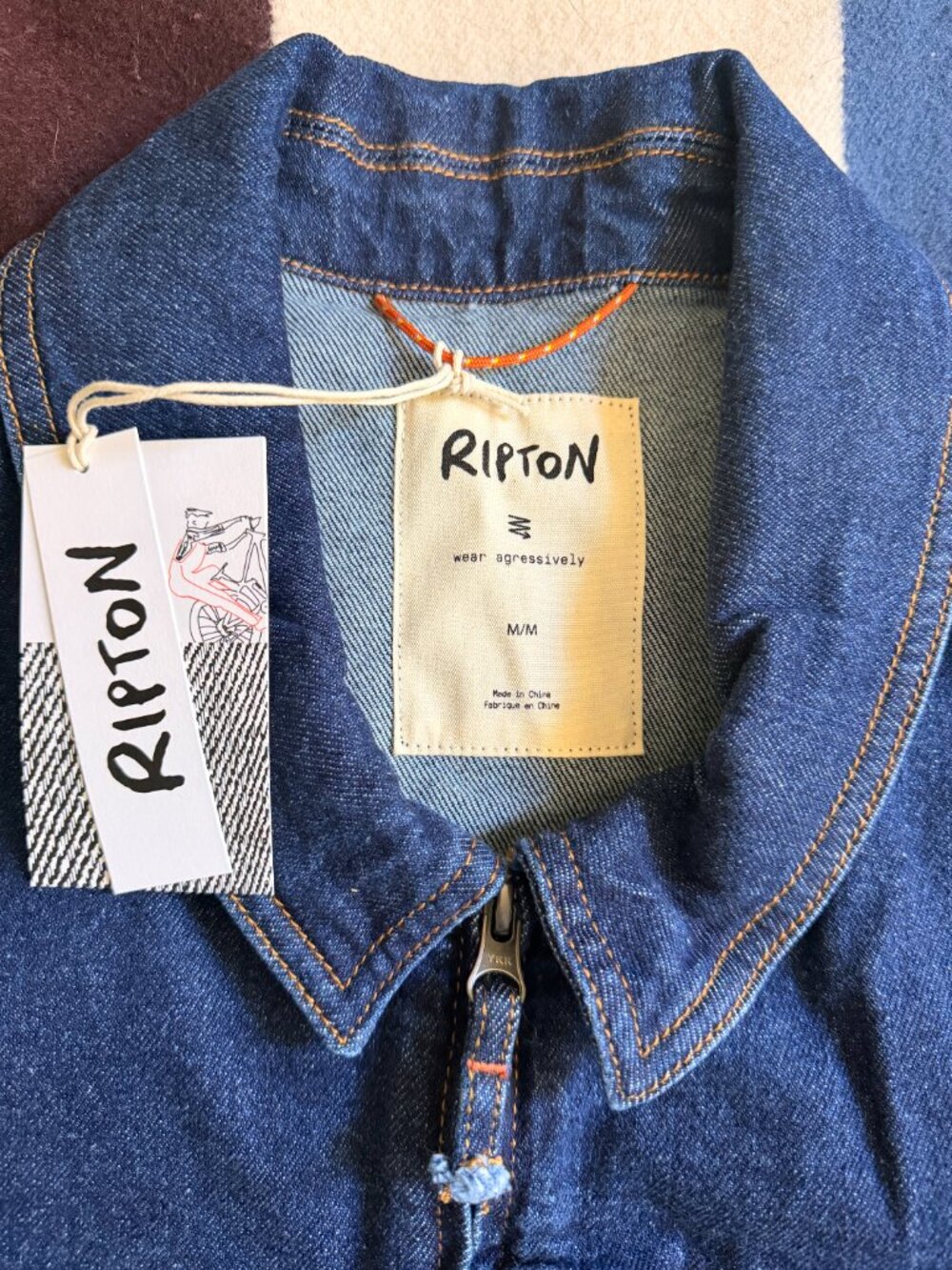 NWT Ripton Denim Utility Jacket Unisex Size M, Blue Collar - Picture 3 of 6